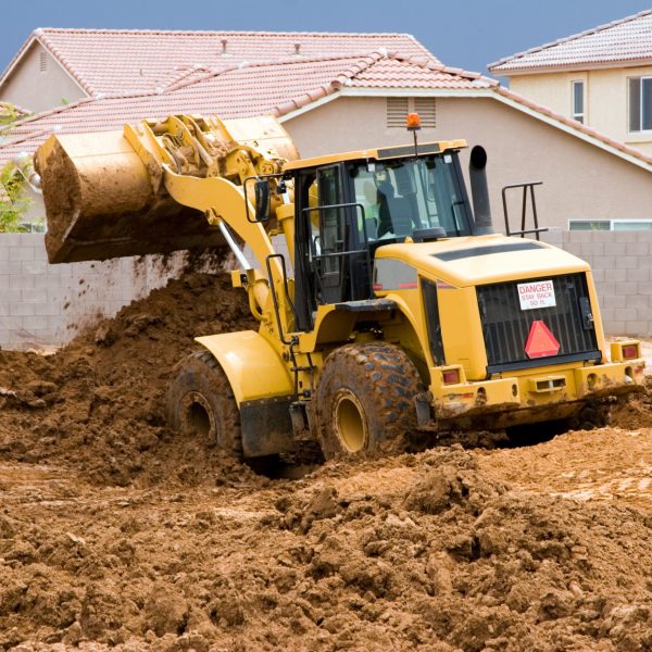 Heavy construction equipment at work.